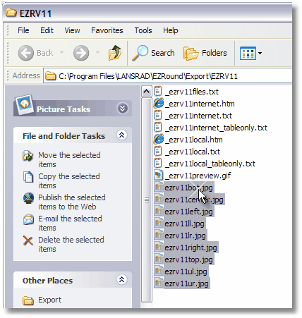 Select th EZRound Design images in Windows Explorer
