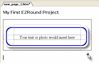 The resized FrontPage table with the EZRound container inside