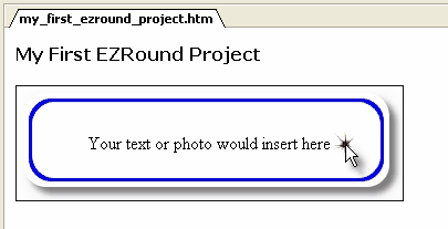 An EZRound container in Microsoft FrontPage