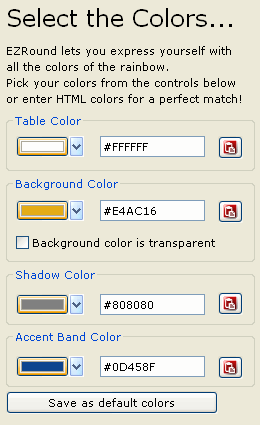 Setting the background color in EZRound
