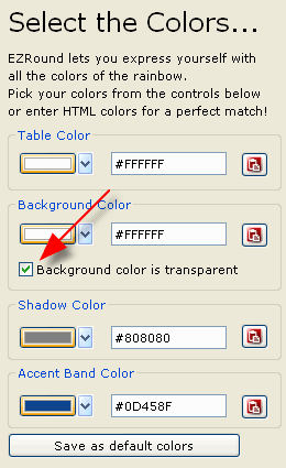 Setting the transparent background option